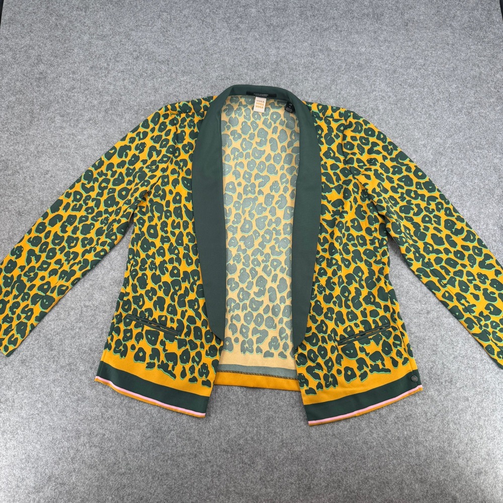 Scotch & Soda Blazer Womens M Maison Scotch Yellow Green Leopard Print EUC